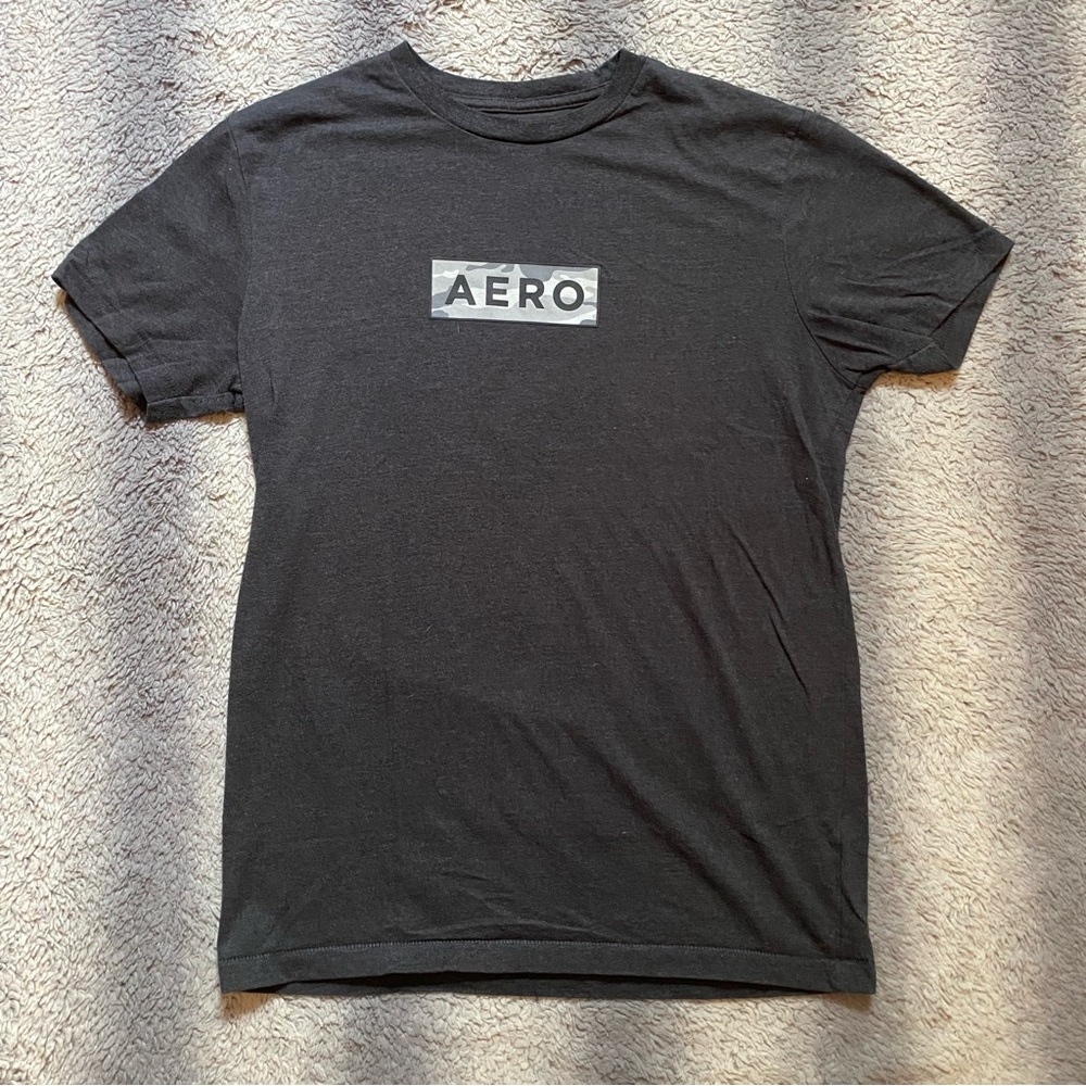 Aeropostale Camo Logo Tee Shirt Mens Small Grey Black White